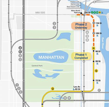 Map of Second Avenue Subway extension