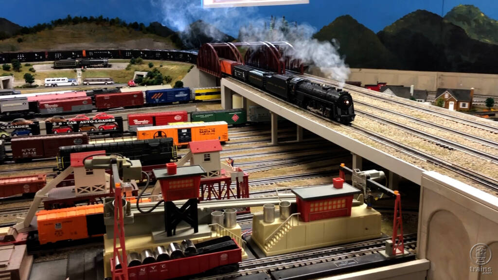 model train with smoke on layout