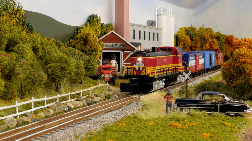 locomotive on toy train layout