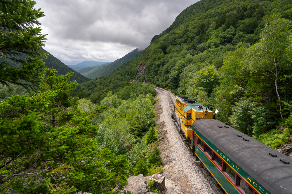Train climbing grade in mountains