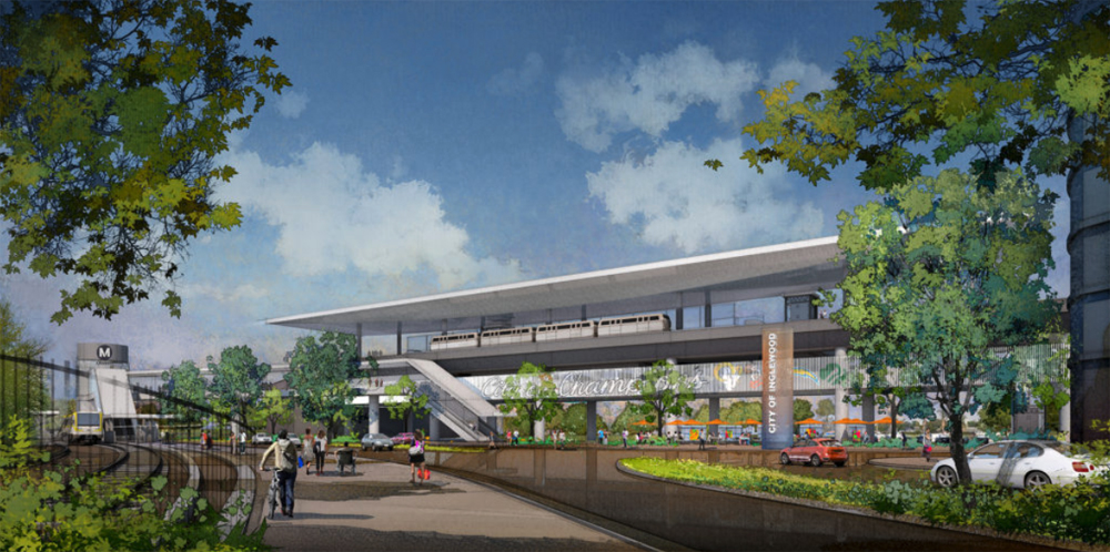 Rendering of elevated transit station