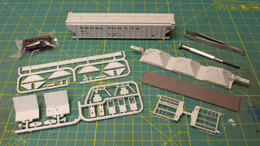 Color image of HO scale kit components.