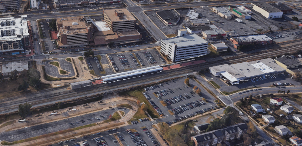 Aerial view of transit station