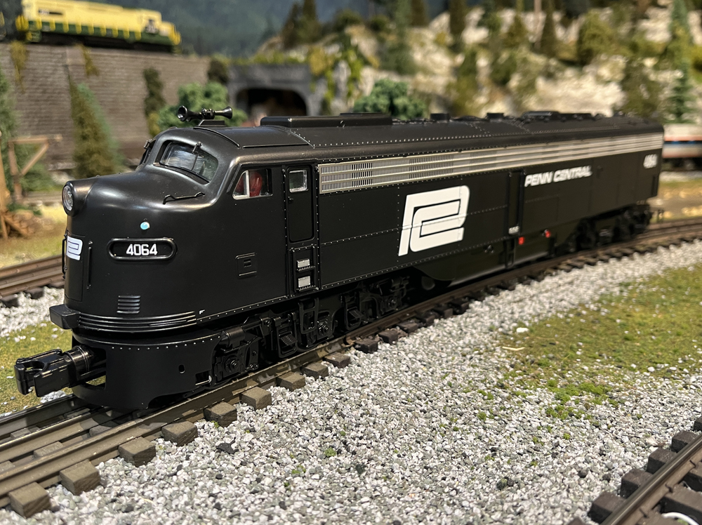 black locomotive on layout