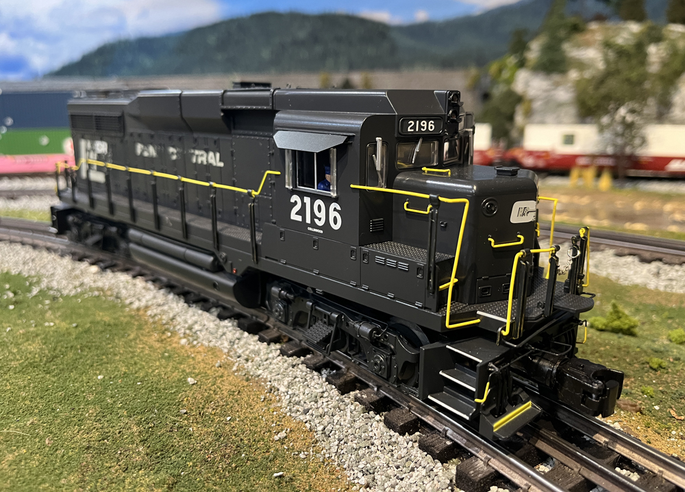 side of model locomotive