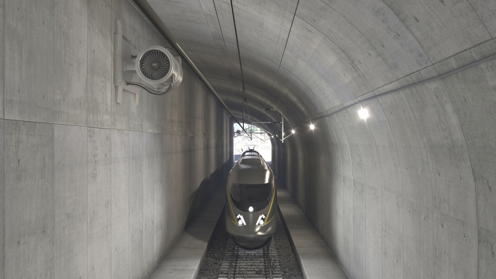 High speed train in tunnel