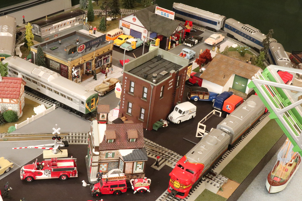 city scene on model train layout