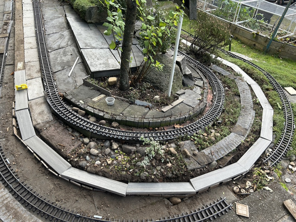 end of garden railway with new roadbed