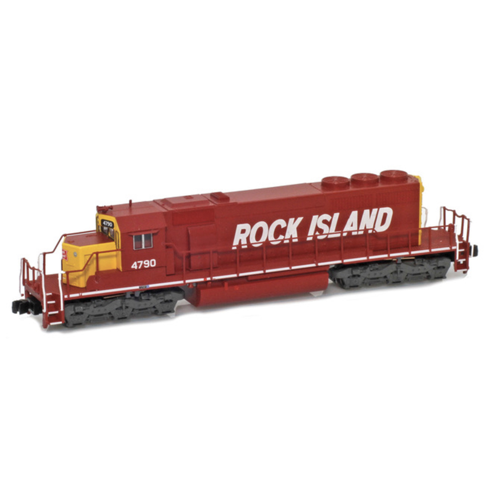 A model locomotive in a red paint scheme