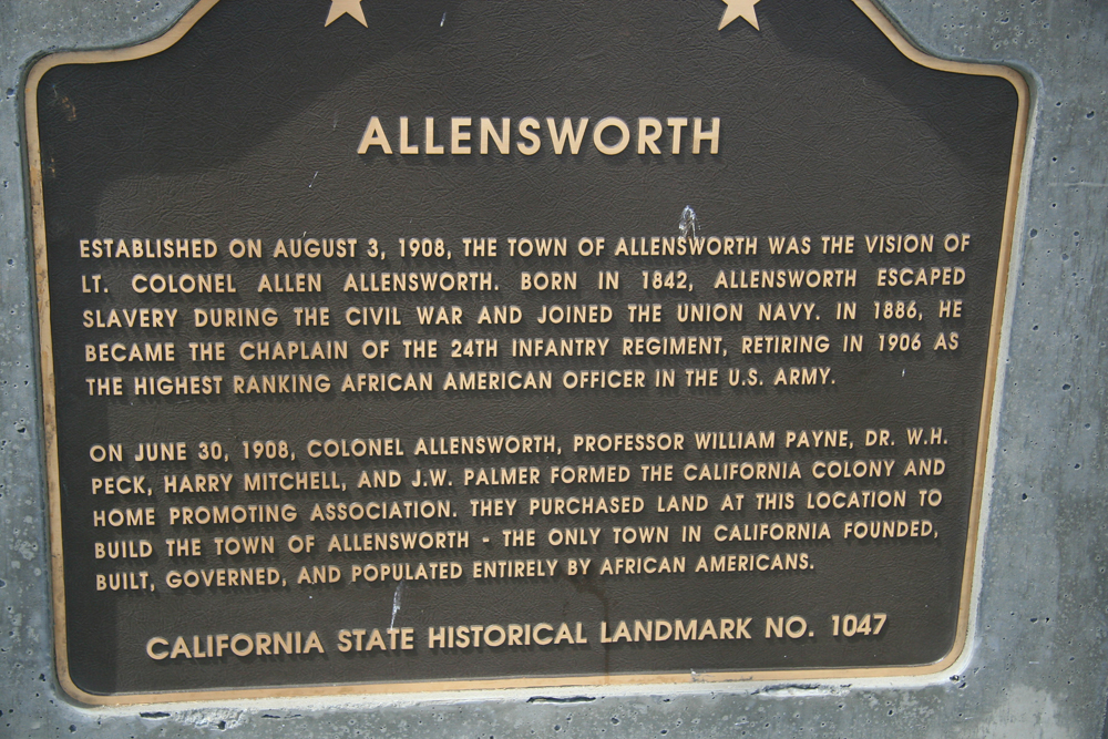 State historical marker for the town of Allensworth, Calif.