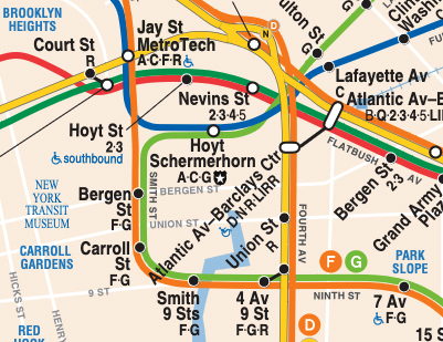 Map of subway lines in Brooklyn