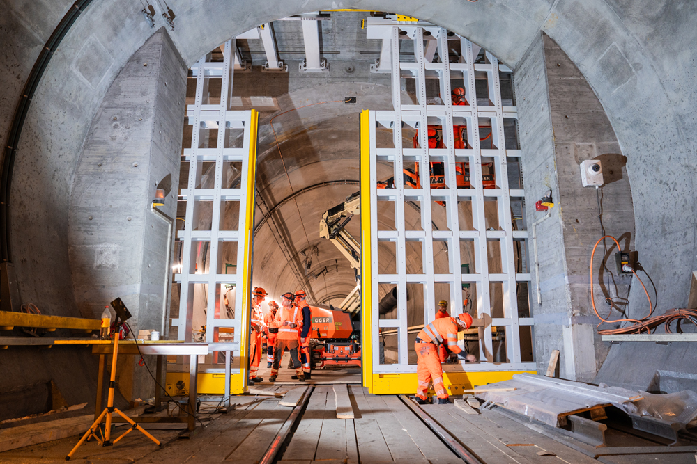 Gate being built within tunnel