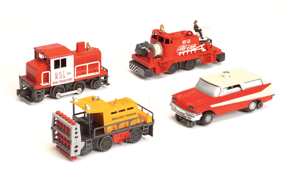 four colorful motorized models