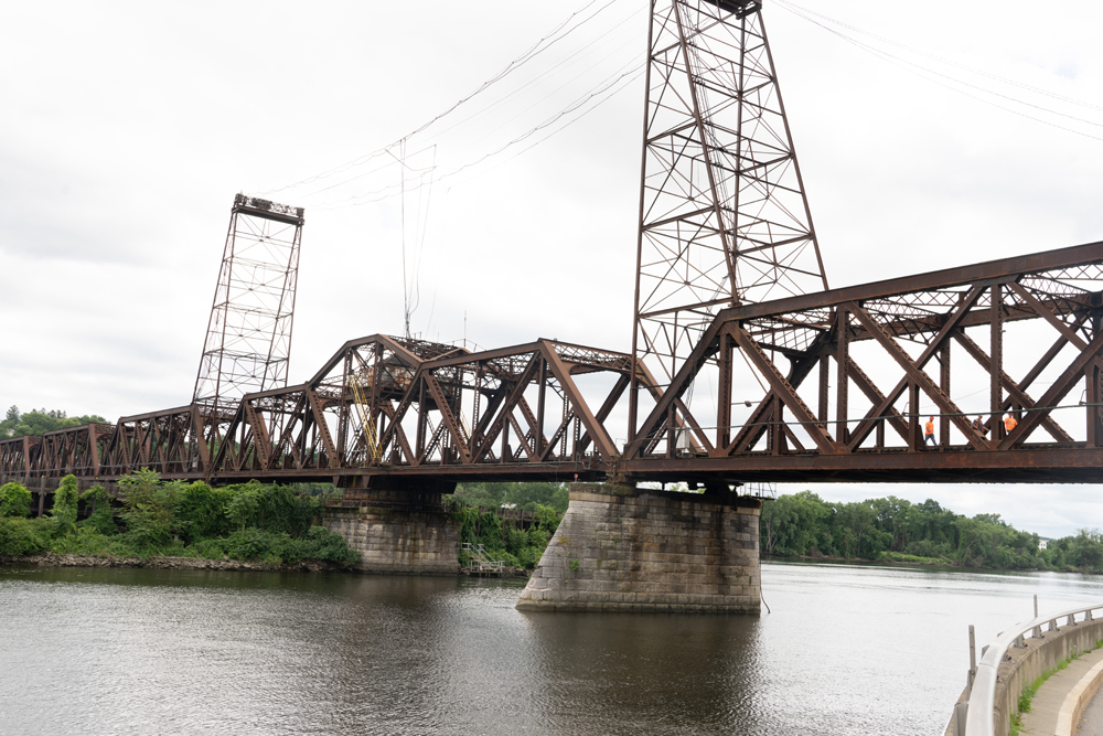 Steel girder bridge over river
