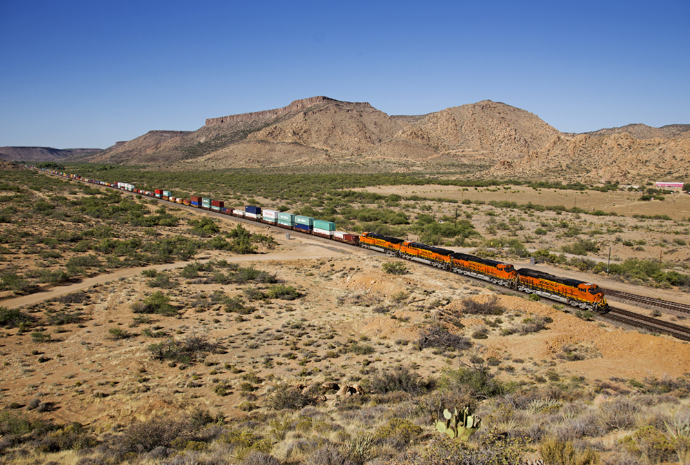 Container train in desert