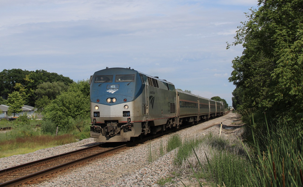 Passenger train on straight track