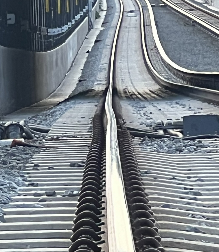 Image of crooked rail on rapid transit line
