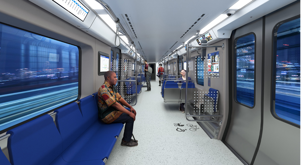 Illustration of interior of new SEPTA railcars