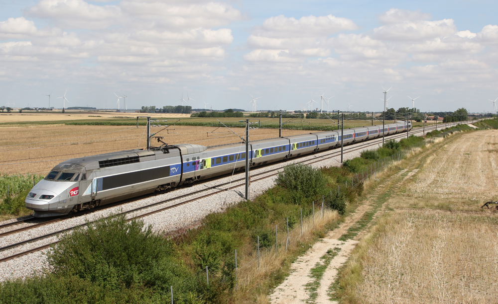 High speed train in countryside