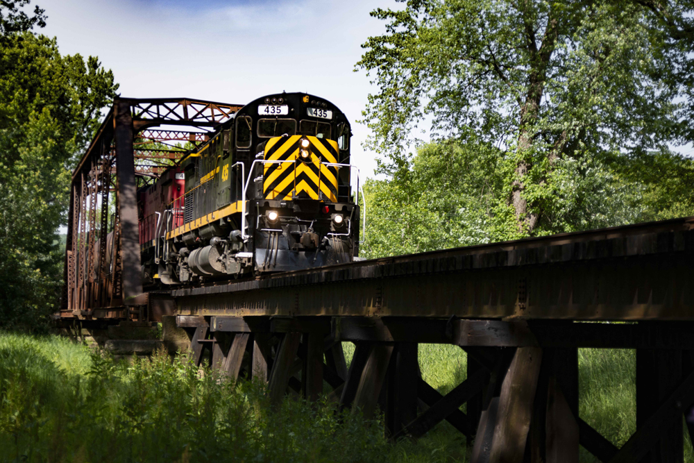 Alco locomotives on bridge