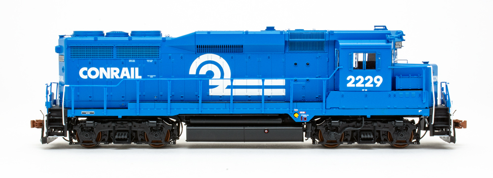 Color photo showing side view of HO scale diesel locomotive