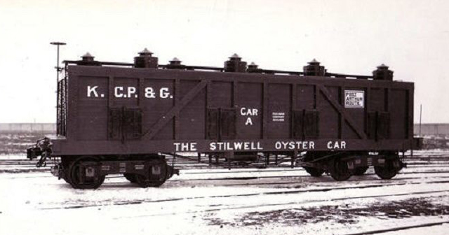 Builder's photo of a railcar designed to carry oysters. Five mind-blowing facts — Stilwell oyster car