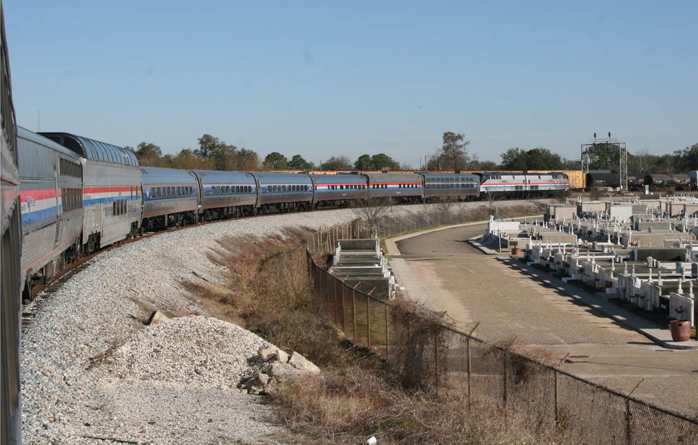 Passenger train on curve