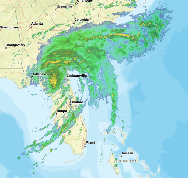 Radar image of large storm over Florida