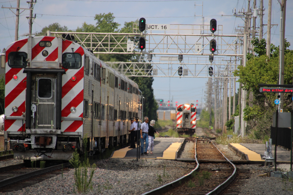 Two S-Bahn trains at the station