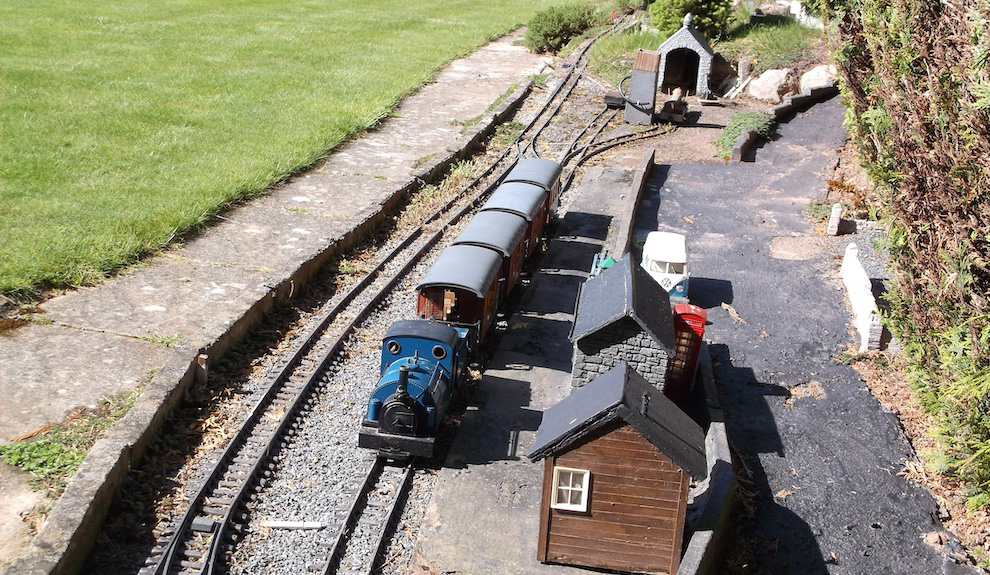 A scale train on a garden railway layout