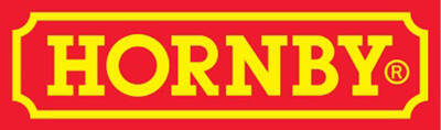 Hornby study health benefits: The logo for Hornby scale models, which features yellow text which reads "Hornby" against a red background