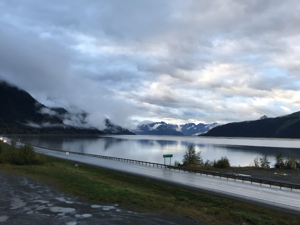 Sunrise over Turnagain Arm in Alaska. Alaska by Rail.