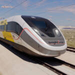 Illustration of high speed train in desert