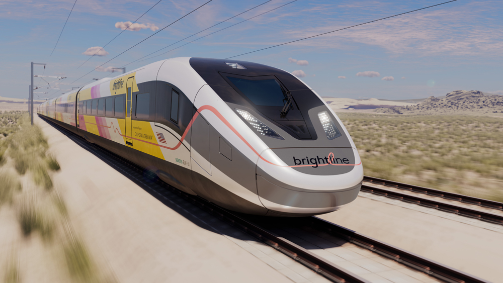 Illustration of high speed train in desert