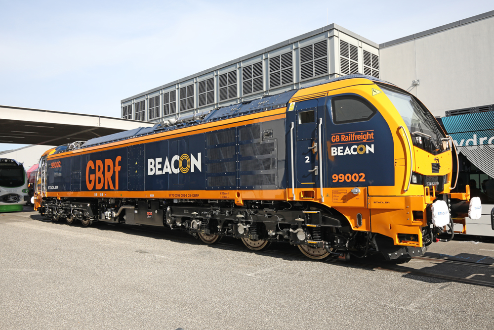 Black and orange European locomotive