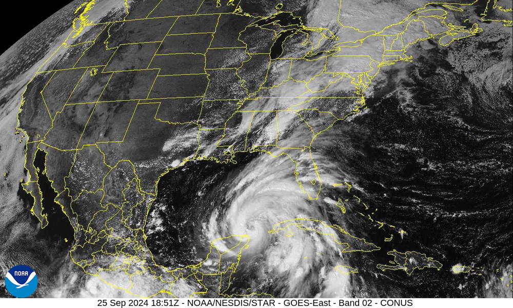 Satellite image of hurricane in the Gulf of Mexico