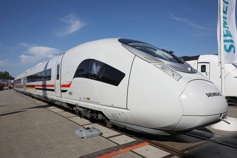 Front view of white high speed train