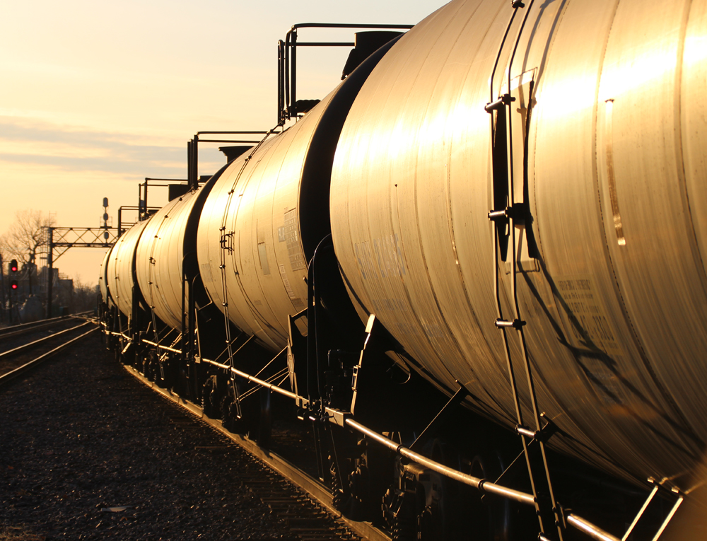 Glint shot of tank cars