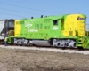 Green-and-yellow modern locomotive painted like historic Illinois Terminal locomotives