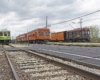 Multiple Illinois Terminal locomotives lined up for museum display