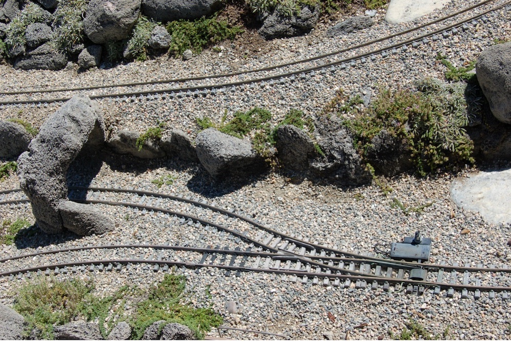 section of ballasted track on garden railway