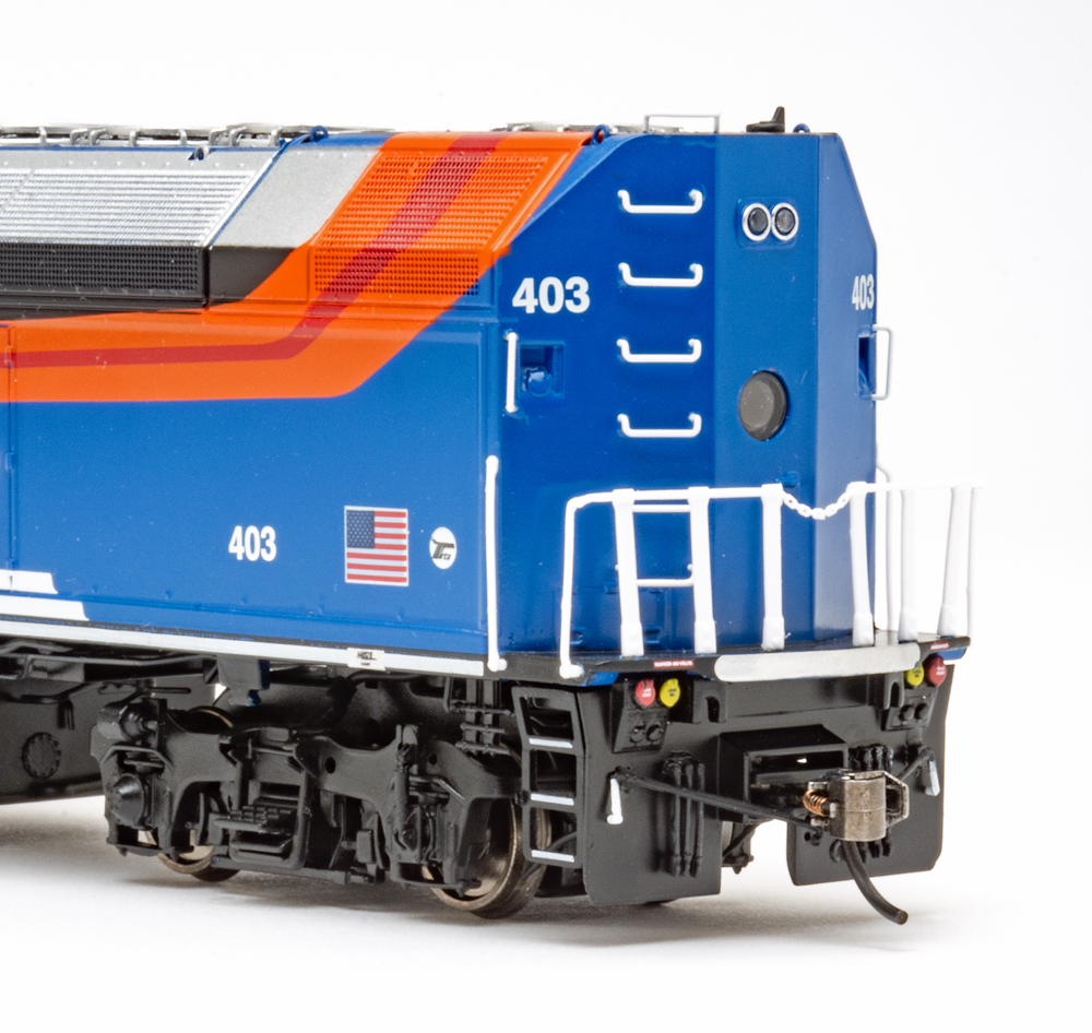 Color image showing details on rear of HO scale diesel locomotive.