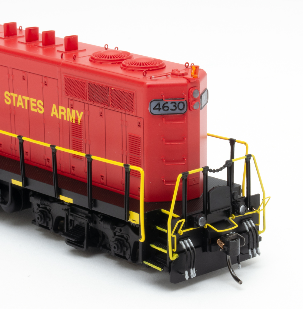 Color photo showing rear of HO scale diesel locomotive.