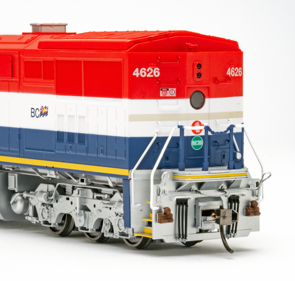 Color photo showing rear of HO scale cowl-bodied diesel locomotive