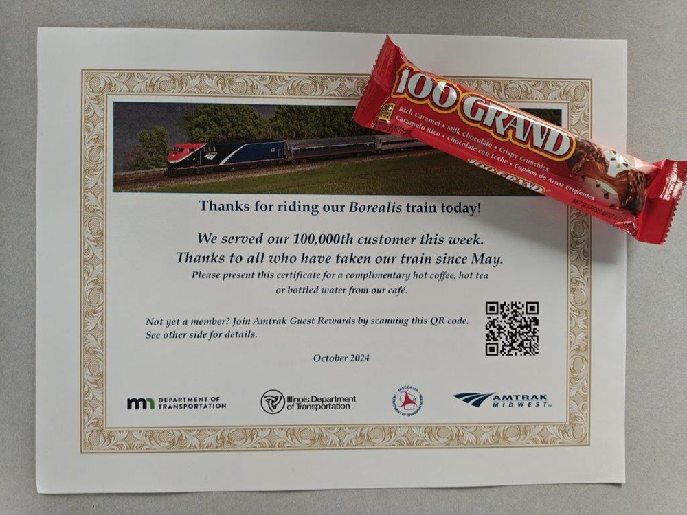 Certificate and candy bar