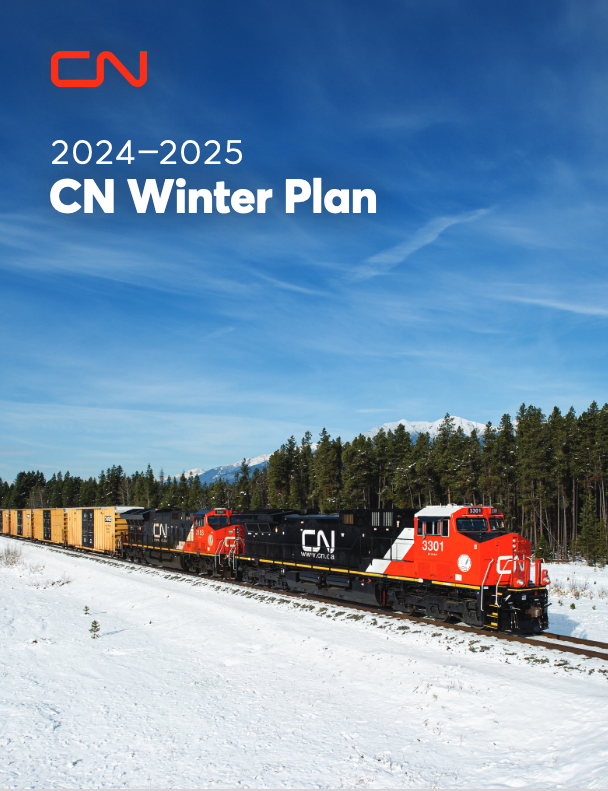 Document cover showing train in snowy location