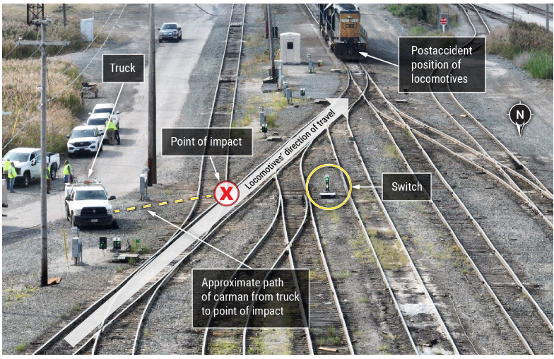 Image of scene of fatal accident in rail yard