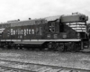 Diesel locomotive in black-and-white standing alone