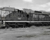 Diesel locomotive in black-and-white standing alone