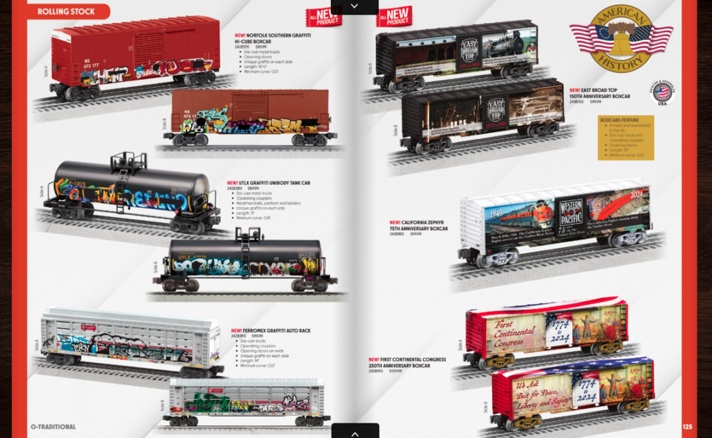  catalog page with freight cars